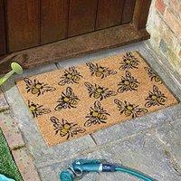 Marco Paul Tan Coir Bumblebee Pattern Nonslip Doormat 75x45cm in Yellow | Size: Medium