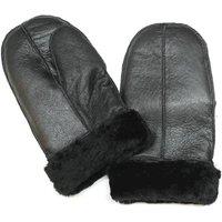TruClothing Sheepskin Mittens Shearling Leather Winter Wool Lined Gloves in Black | Size: Small