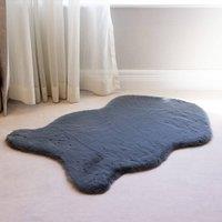 Voltico Super Soft Faux Fur Rug - Luxury Accent Rug for Bedroom & Lounge in Charcoal | Size: 100 cm x 110 cm
