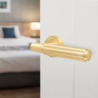 AFIT Brass Door Handle Satin Brass Internal Lever On Rose Door Handle in Gold | Size: 150mm x 150mm
