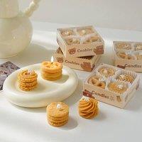 Voltico Cookies Shaped Scented Candles 4 Pack - Coffee & Milk Aroma in Orange