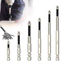 VOGREX 6x Screwdriver Drill Bit Set Kit Anti-Slip Super Magnetic Position in Silver