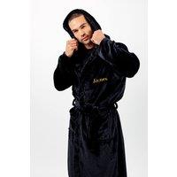Lulabay Men's Personalised Plush Dressing Gown in Black | Size: Medium