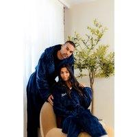 Lulabay Men's Personalised Plush Dressing Gown in Navy | Size: XL