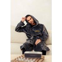 Lulabay Men's Personalised Two Tone Dressing Gown in Charcoal | Size: Large