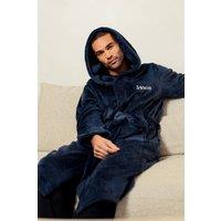 Lulabay Men's Personalised Two Tone Dressing Gown in Navy | Size: Large