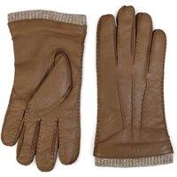 TruClothing Men's Leather Gloves Winter Wool Lined Touchscreen Ribbed in Brown | Size: 2XL