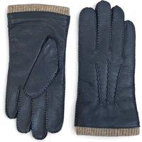 TruClothing Men's Leather Gloves Winter Wool Lined Touchscreen Ribbed in Navy | Size: 2XL