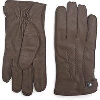 TruClothing Men's Leather Gloves Winter Wool Lined Snap Button Closure in Brown | Size: XL