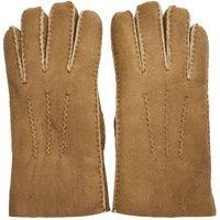 TruClothing Men's Sheepskin Leather Gloves Winter Suede Warm Wool Lining in Tan | Size: Small