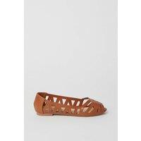 Dorothy Perkins Women's Wide Fit Prim Peep Toe Ballet Flats in Tan | Size: 7