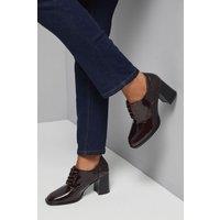Wallis Women's Dante Lace Up High Block Heeled Loafers in Burgundy | Size: 3