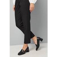 Wallis Women's Emma Faux Leather Buckle Detail Medium Heeled Loafers in Black | Size: 6
