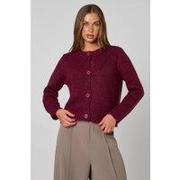Urban Bliss Women's Wool Blend Cropped Cardigan in Burgundy | Size: Small