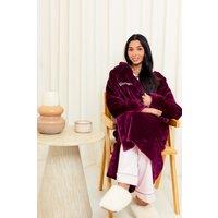 Lulabay Women's Personalised Plush Dressing Gown in Burgundy | Size: 4-6