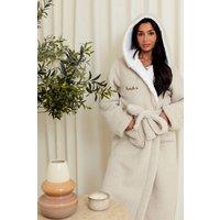 Lulabay Women's Personalised Premium Dressing Gown in Beige | Size: 12-14