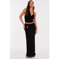 Quiz Women's Black Sash Detail Maxi Skirt | Size: 8