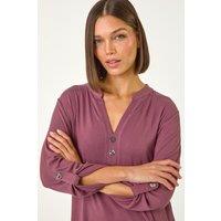 Roman Women's Ribbed Buttoned Stretch Shirt in Mauve | Size: 10