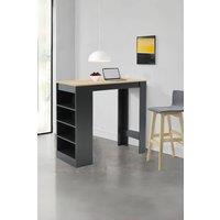 Living and Home Contrast Color Wooden Bar Table Dining Table with Open Shelves in Black