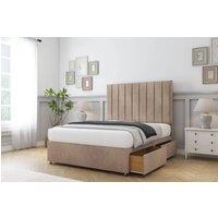 Comfort Beds Tokyo Naples Divan Base 2 Drawers - 26 Headboard in Light Brown | Size: Super King
