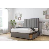 Comfort Beds Tokyo Tweed Divan Base 4 Drawers - 26 Headboard in Light Grey | Size: Super King