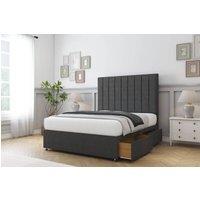 Comfort Beds Tokyo Dumfries Divan Base 4 Drawers - 54 Headboard in Dark Grey | Size: Super King
