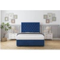 Comfort Beds Rio Plush Divan Base No Drawers - 26 Headboard in Navy | Size: Super King