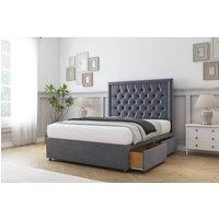 Comfort Beds Rio Plush Divan Base 2 Drawers - 26" Headboard in Dark Grey | Size: Double