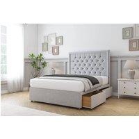 Comfort Beds Rio Plush Divan Base 4 Drawers - 26 Headboard in Silver | Size: Small Double
