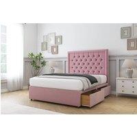 Comfort Beds Rio Plush Divan Base 4 Drawers - 26 Headboard in Pink | Size: Small Double