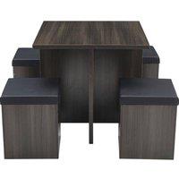 H&O Direct Table & 4 Stools Set in Black
