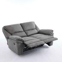 FURNITURE ONE Manual Reclining Leathaire Sofa Suite, Light Gray - 2 Seater in Grey