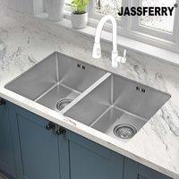 JASSFERRY Kitchen Sink Undermount Double Bowl 1.2 mm in Silver