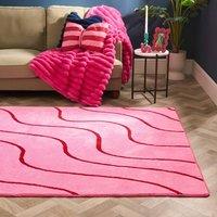 OHS Tufted Contour Rug Soft Floor Carpet Non Slip Area Mat in Bright Pink | Size: 160 cm x 230 cm