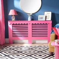 OHS Scallop Radiator Cover Engineered Wood Sideboard Shelf in Bright Pink | Size: Medium