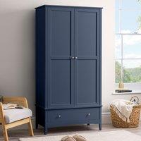 Christow Double Wardrobe with Drawer 2 Door Bedroom Storage Cupboard in Navy