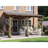 Dunster House Lean To Wooden Gazebo Canopy with Shingles 4m x 3m - Leviathan in Brown