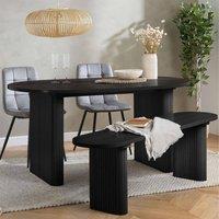 Birlea Axel Oval Fluted Dining Table With 2 Chairs & Bench in Black