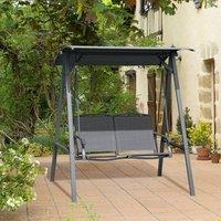 OUTSUNNY 2 Seater Garden Swing Chair Swing Bench w/ Adjustable Canopy in Dark Grey