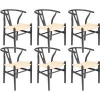 Nicholas Winter 6x Beech Wood Scandi Danish Style Dining Chairs - Solid Wood Chairs in Black