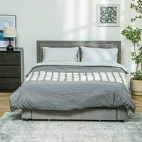 HOMCOM King Size Bed Frame with Storage & Adjustable Headboard in Grey
