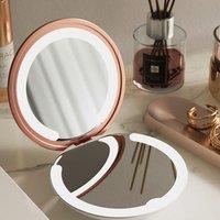 CARME HOME Ella Rosegold Compact Mirror with LED Lights in White