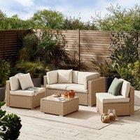 FurnitureboxUK Orlando 4 Seat Modular Outdoor Garden Rattan Sofa in Light Beige