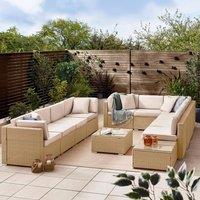 FurnitureboxUK Orlando 10 Seat Modular Outdoor Garden Rattan Sofa in Light Beige