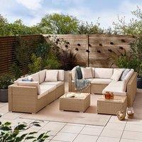 FurnitureboxUK Orlando 8 Seat Modular Outdoor Garden Rattan Sofa in Light Beige