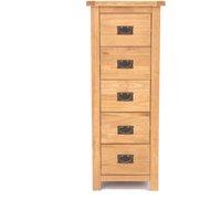 Cabinet Bits Lugo 5 Drawer Narrow Chest of Drawers Bras Drop Handle in Light Brown