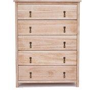 Cabinet Bits Portofino 5 Drawer Chest of Drawers Drop Brass Handle in Natural