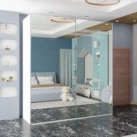 Sliding Wardrobes 4U Modern Sliding Mirrored Wardrobe Sleek, Space-Saving Storage 150cm in White
