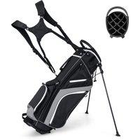 Gymax Golf Stand Bag Lightweight Golf Club Bag For Men & Women Top Dividers in Light Grey