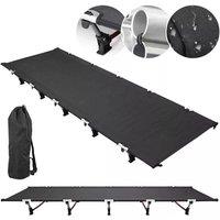 VOGREX Camping Folding Bed Cot Camp Guest Bed Outdoor in Black